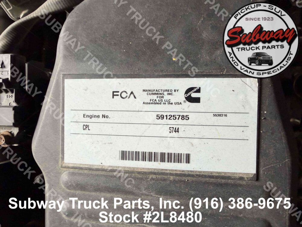 3H8589-2 Used 2020 Dodge Ram 2500 Engine Assembly 6.7L